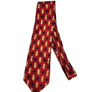 Vintage Tom James Red Gold Blue Silk Tie